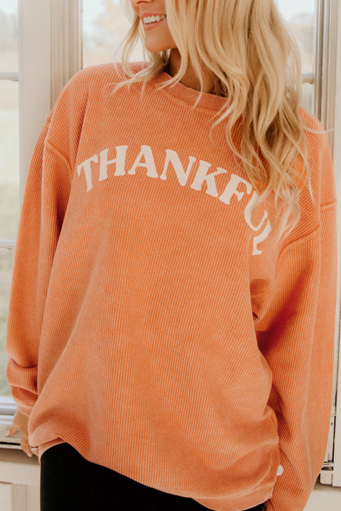 Ribbed Corduroy Oversized Sweatshirt